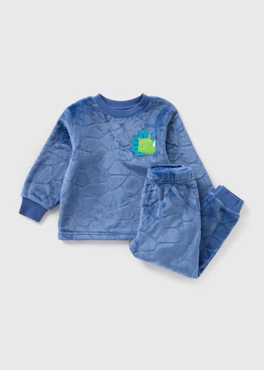 Boys Blue Dino Fleece Pyjama Set (1-7yrs)