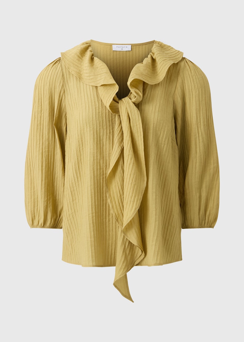 Yellow Tie Neck Blouse