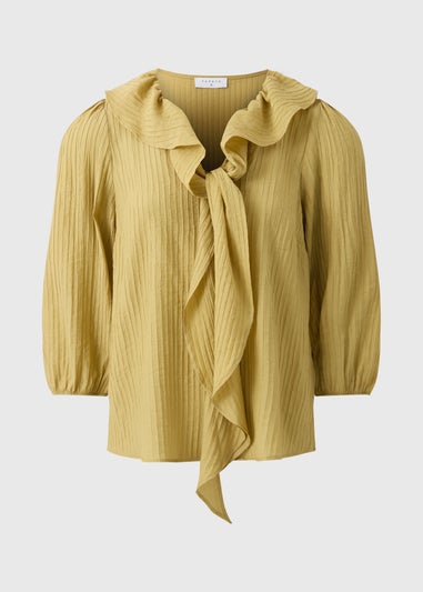Yellow Tie Neck Blouse