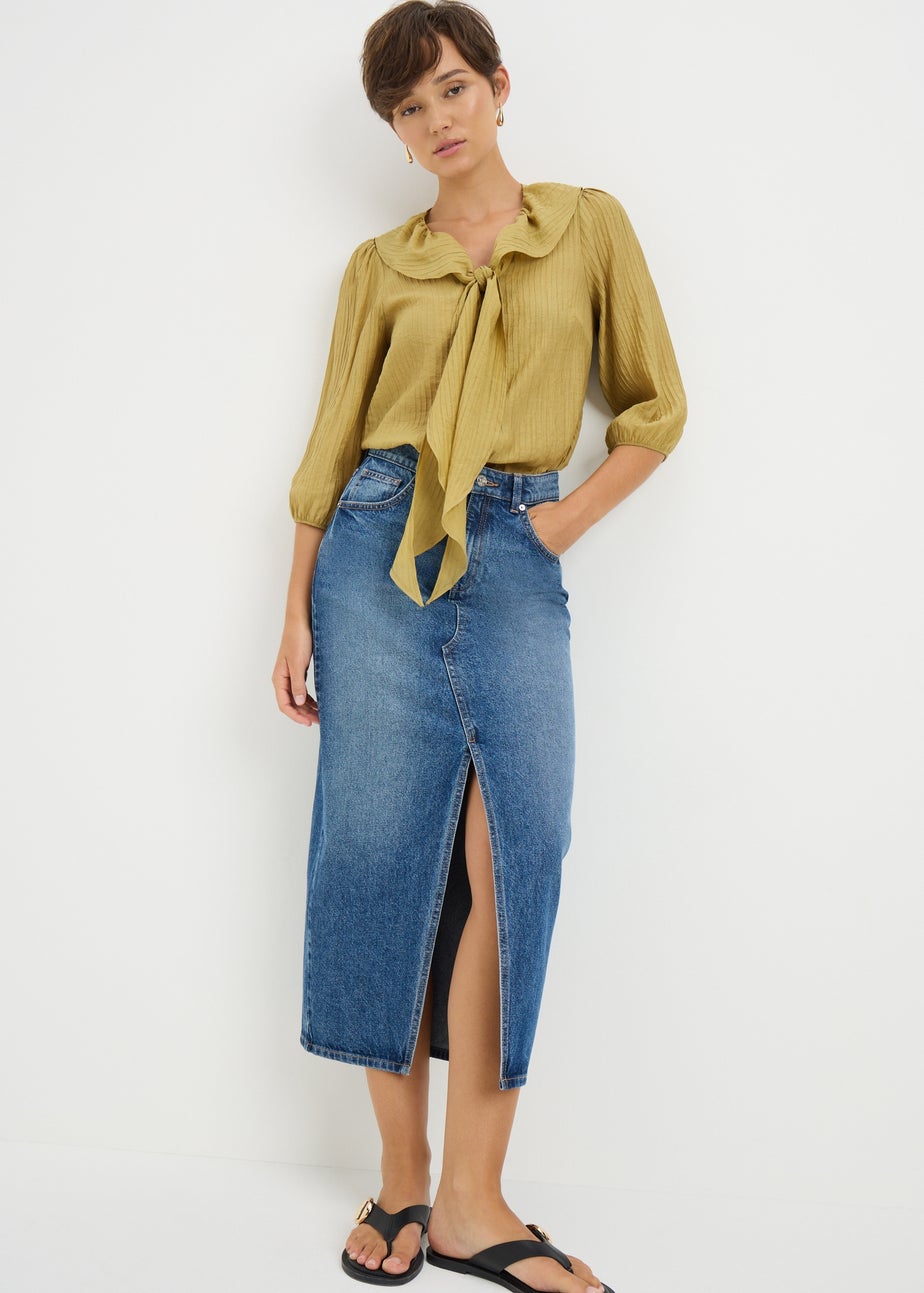 Yellow Tie Neck Blouse