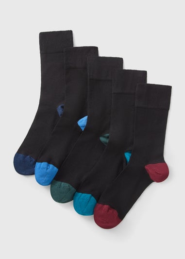 Flexi Top 5 Pack Black Coloured Toe Socks