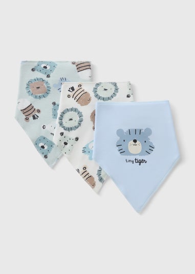 3 Pack Baby Blue Bear Bandana Bibs