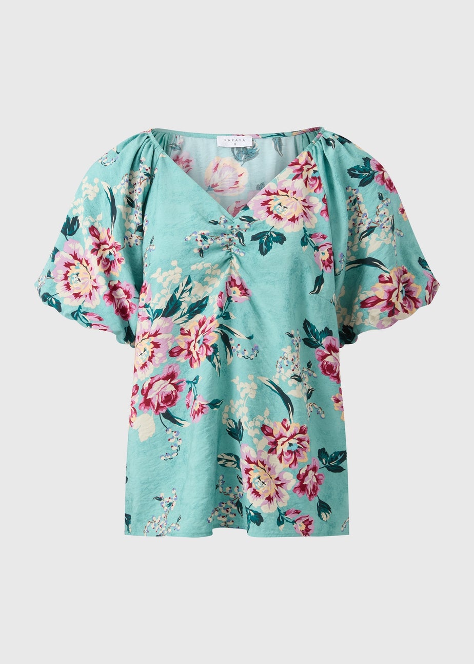 Multi Floral Puff Sleeve Blouse