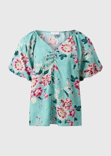 Multi Floral Puff Sleeve Blouse