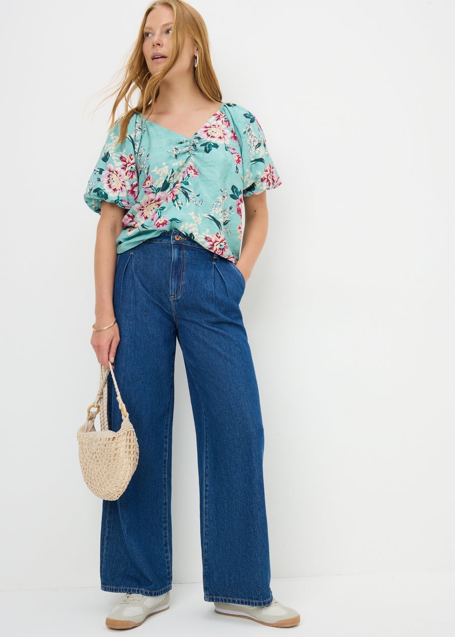 Multi Floral Puff Sleeve Blouse