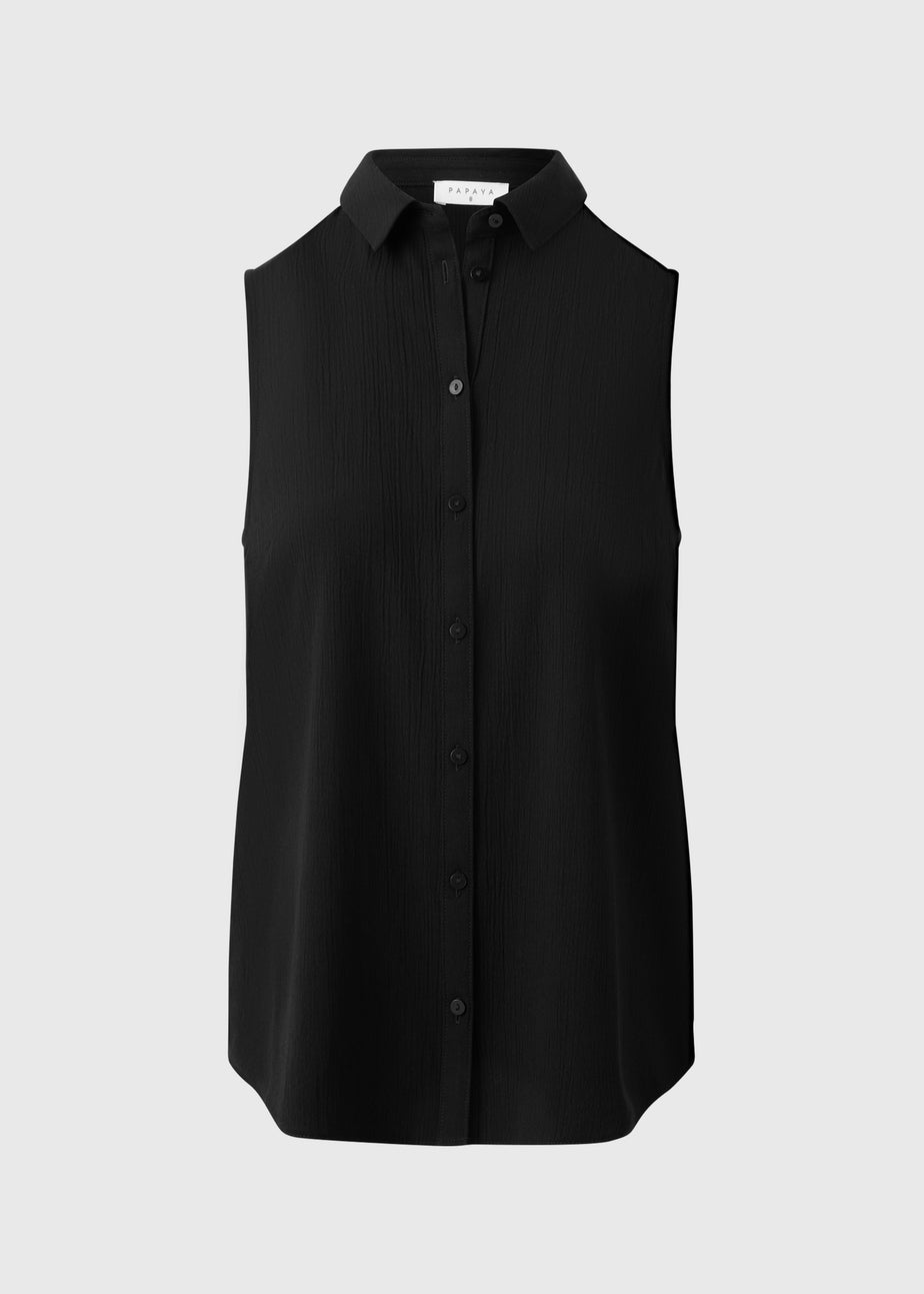 Black Sleeveless Clipper Shirt