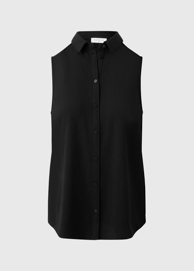 Black Sleeveless Clipper Shirt