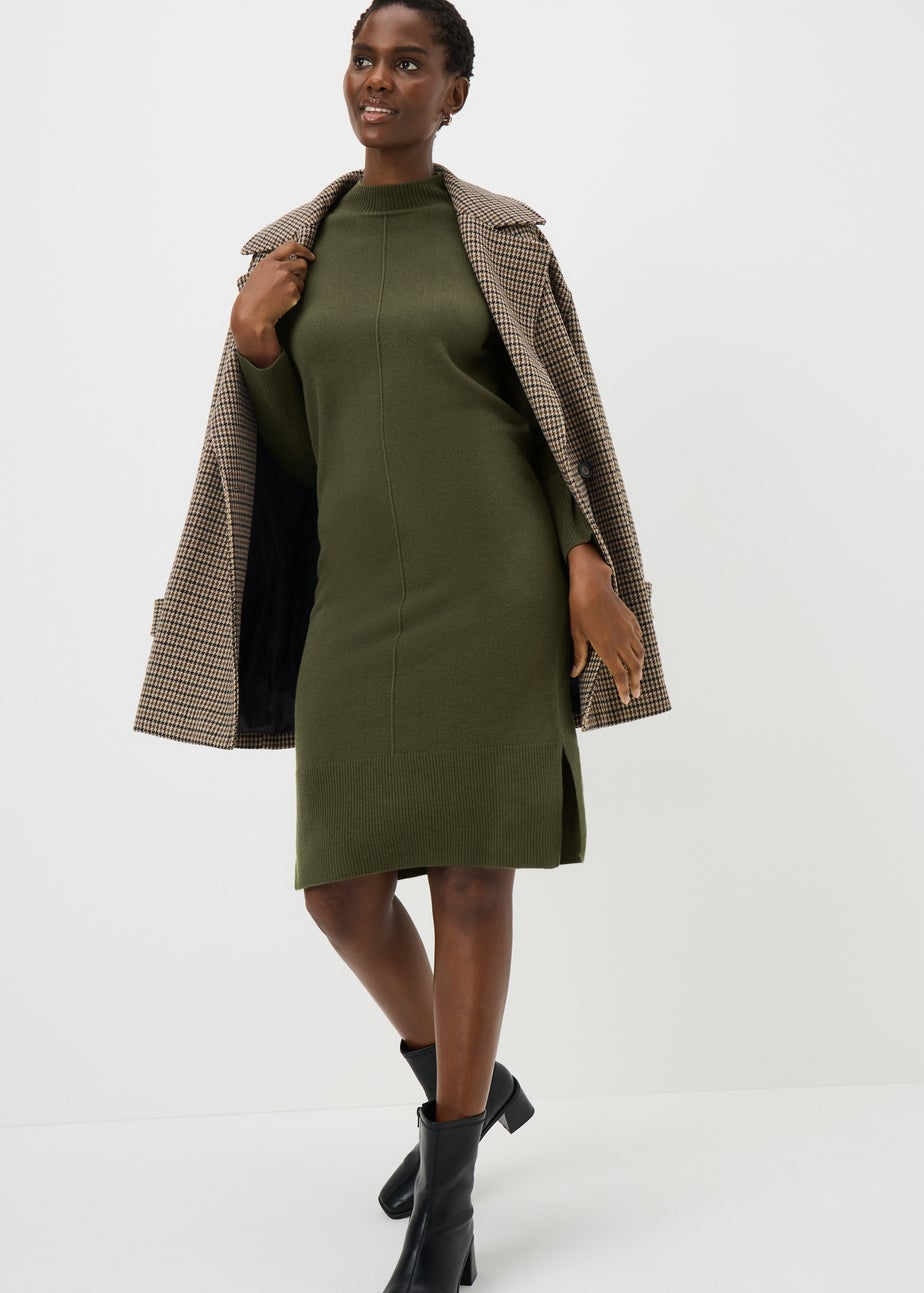 Dark Green High Neck Jumper Dress