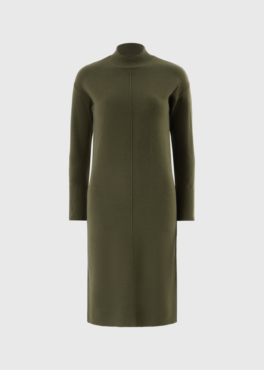 Dark Green High Neck Jumper Dress