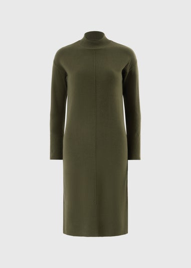 Dark Green High Neck Jumper Dress