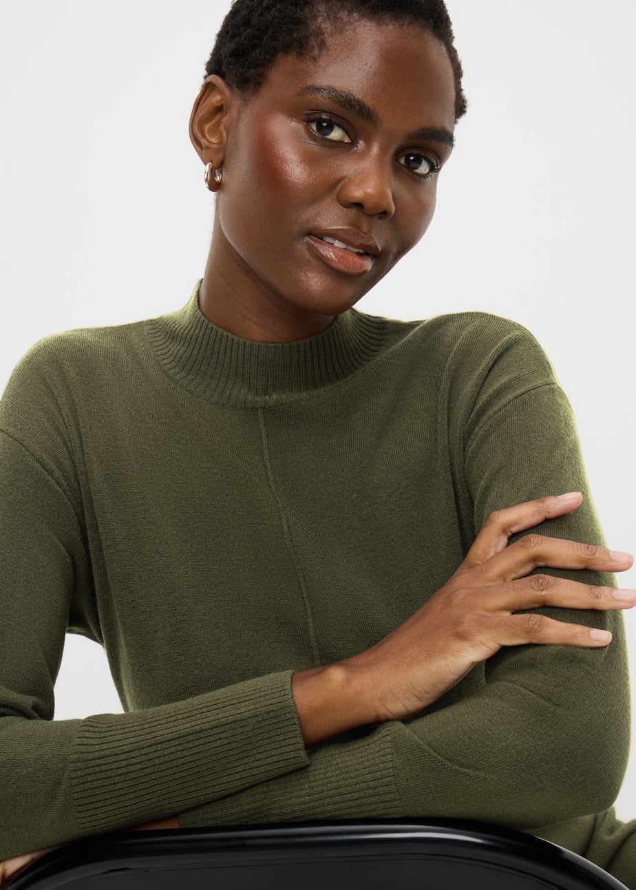 Dark Green High Neck Jumper Dress