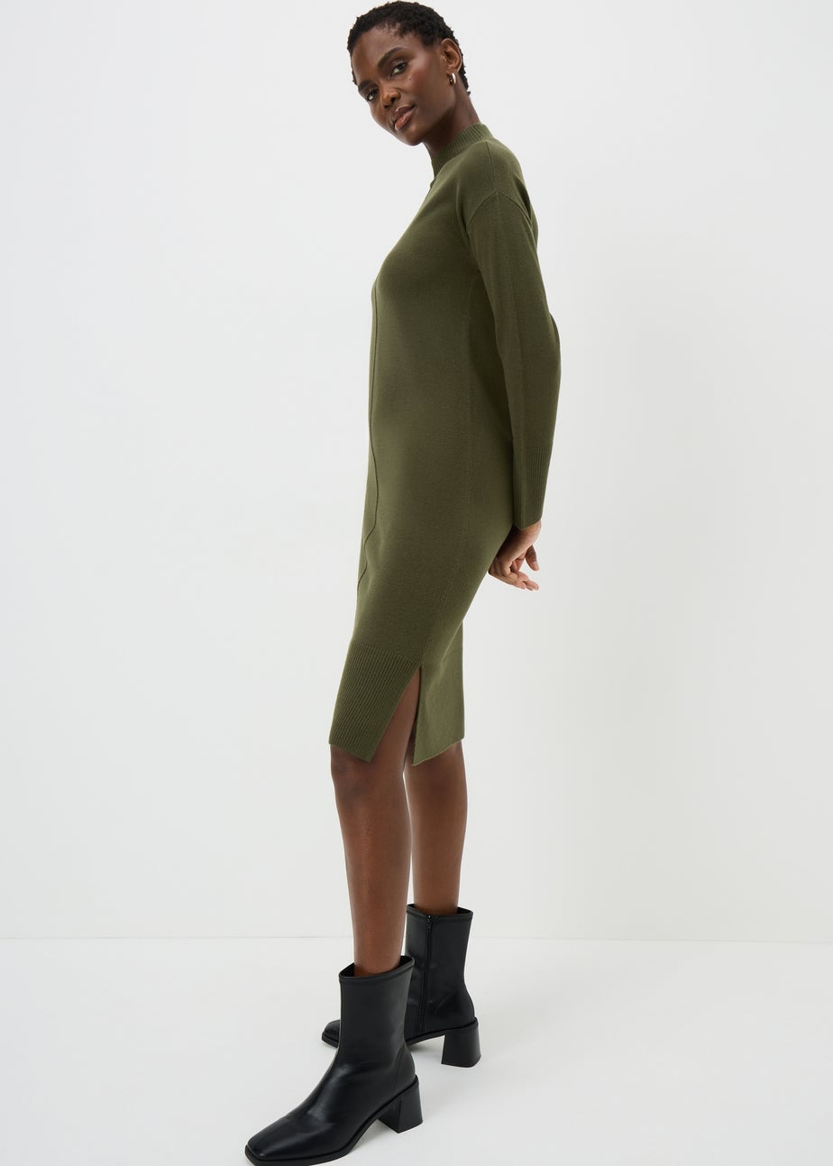 Dark Green High Neck Jumper Dress