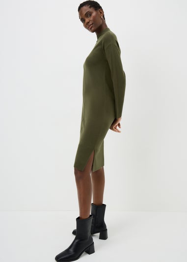 Dark Green High Neck Jumper Dress