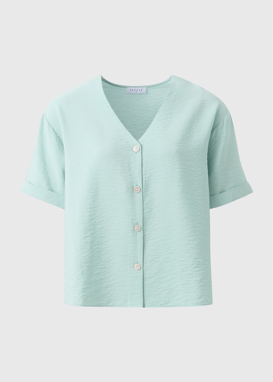 Sage Button V-Neck Shirt