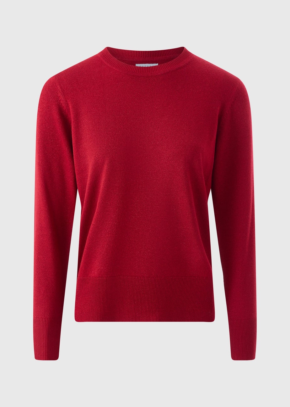 Red Super Soft Lurex Crew Neck Jumper