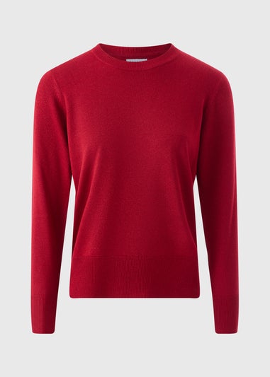 Red Super Soft Lurex Crew Neck Jumper