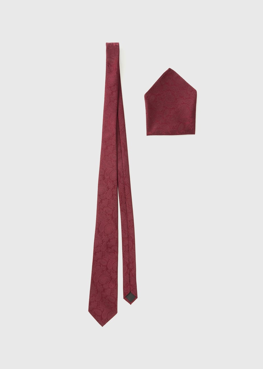 Taylor & Wright Burgundy Paisley Tie & Pocket Square Set