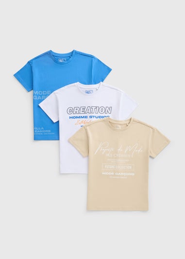 Boys 3 Pack Multicolour T-Shirts (7-15yrs)