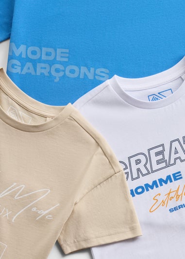 Boys 3 Pack Multicolour T-Shirts (7-15yrs)