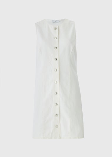 Ecru Denim Button Dress