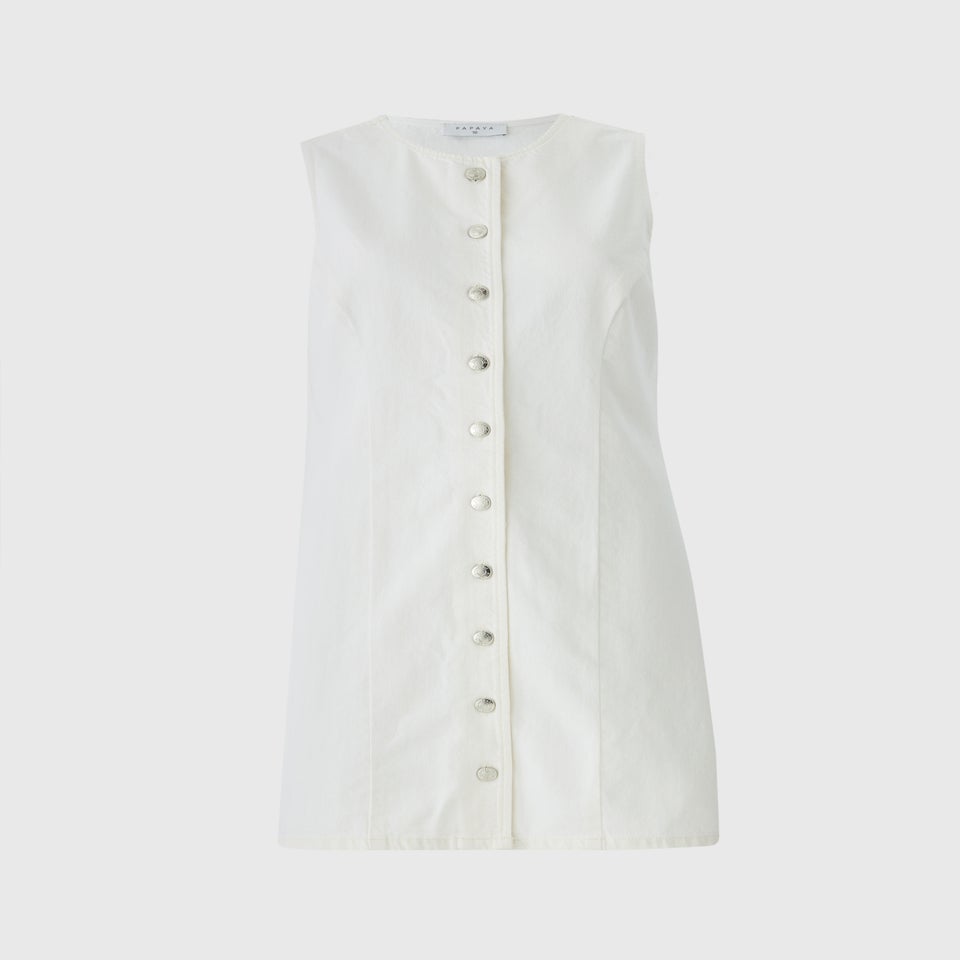 Ecru Denim Button Dress