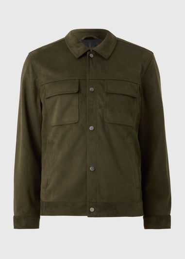 Khaki Faux Suede Trucker Jacket