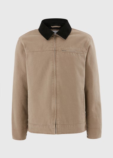Beige Canvas Chore Jacket