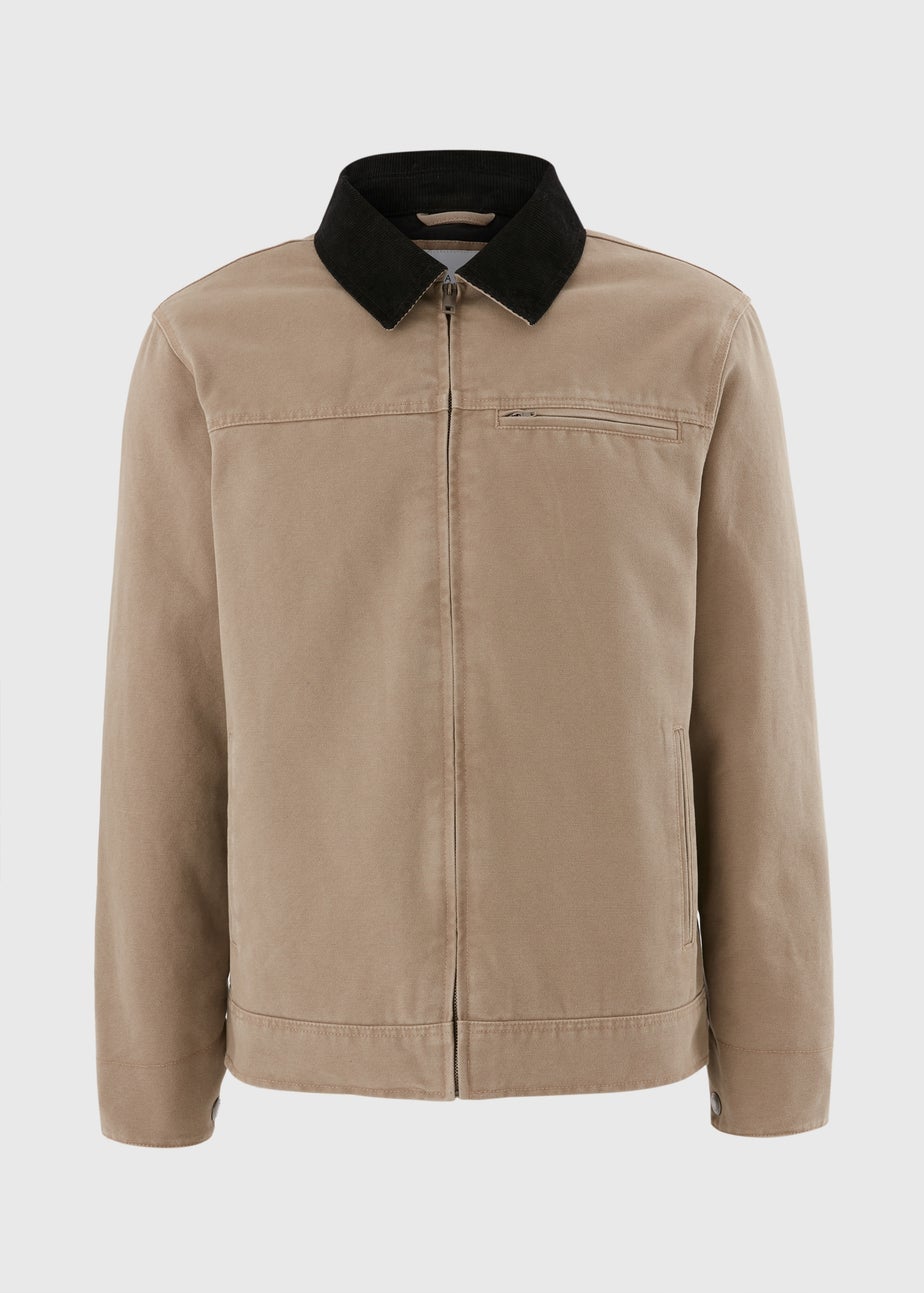 Beige Canvas Chore Jacket