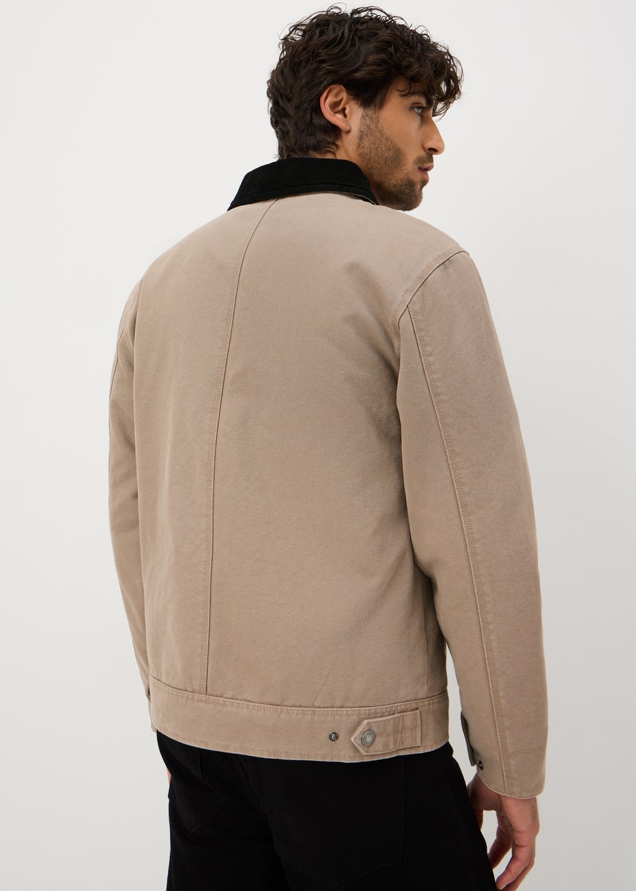 Beige Canvas Chore Jacket