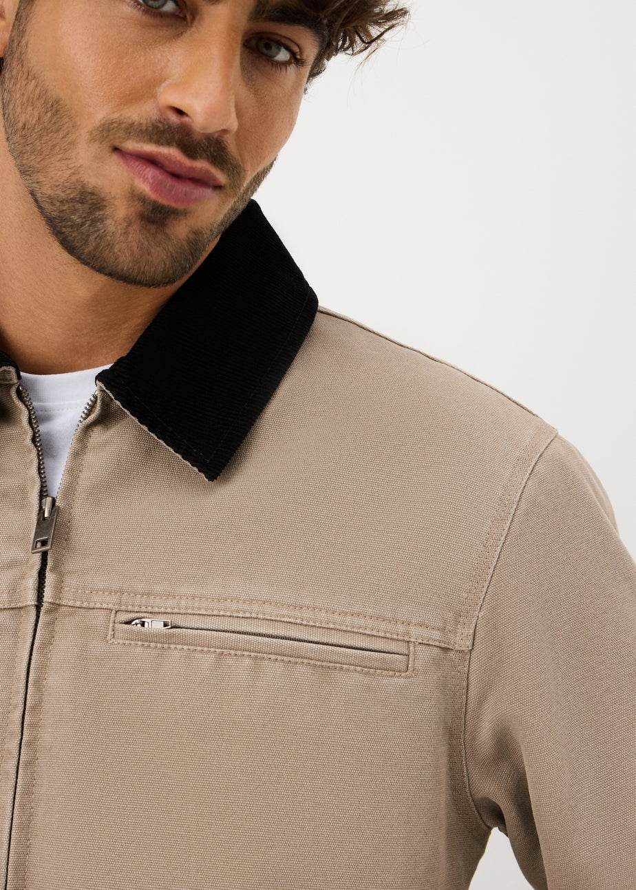 Beige Canvas Chore Jacket
