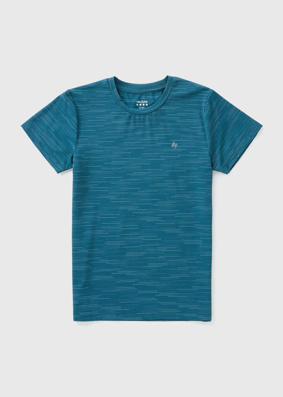 Boys Blue Glitch Stripe Sports T-Shirt (7-15yrs)
