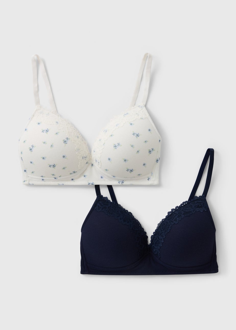 2 Pack Blue Floral Bralettes