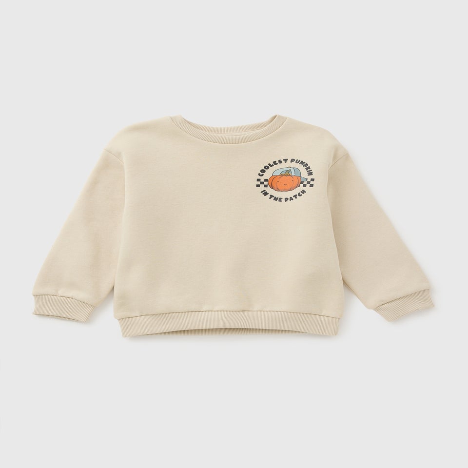 Boys Cream Coolest Pumpkin Sweatshirt (1-7yrs)