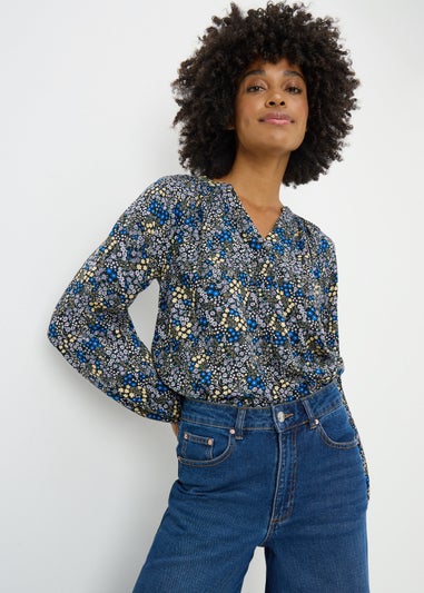 Multicolour Daisy Floral V Neck Blouse