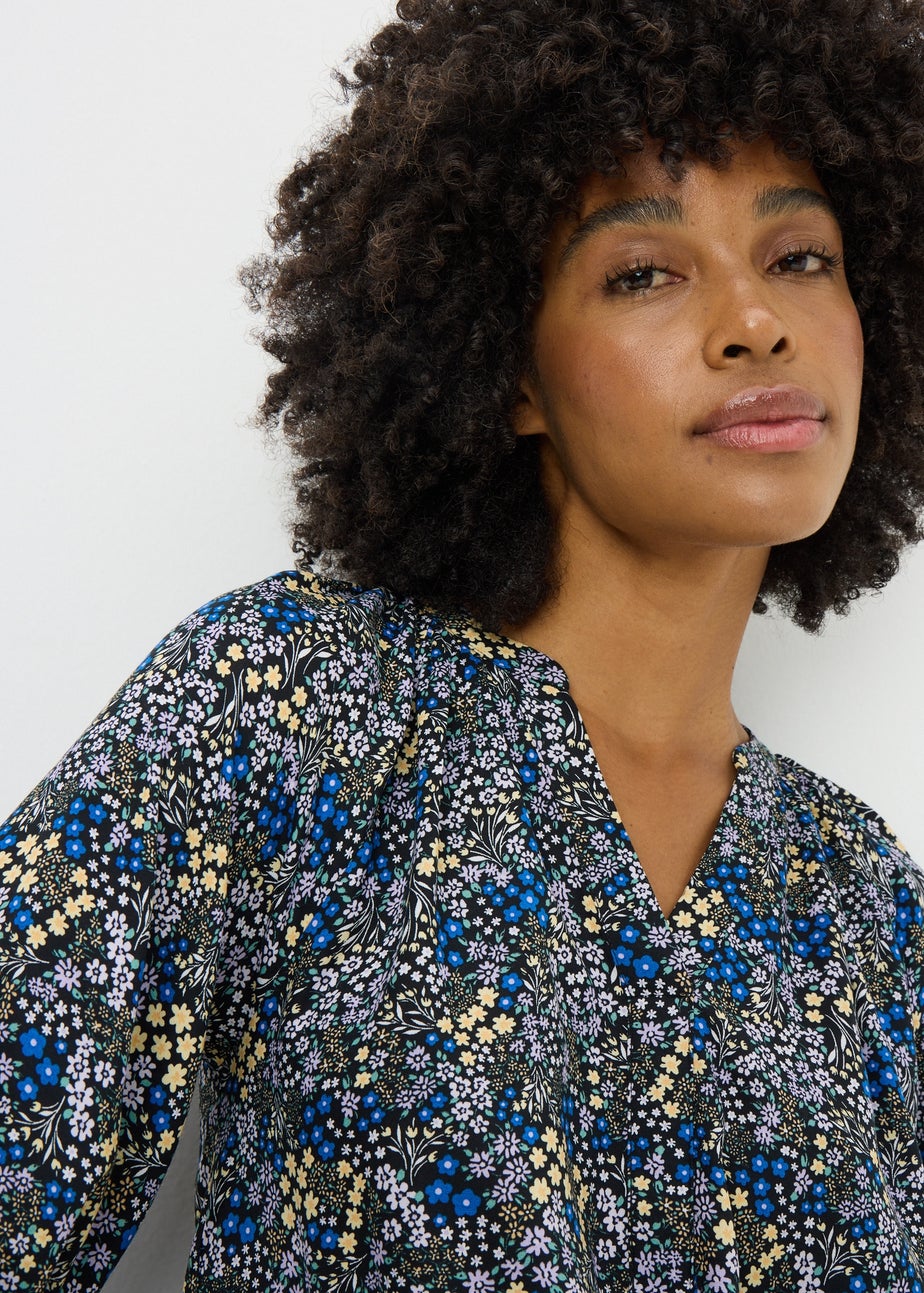 Multicolour Daisy Floral V Neck Blouse