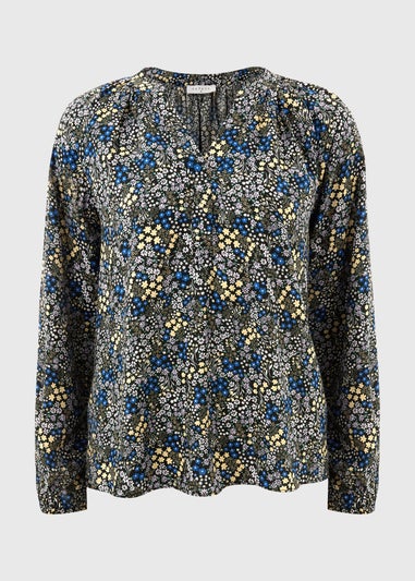 Multicolour Daisy Floral V Neck Blouse