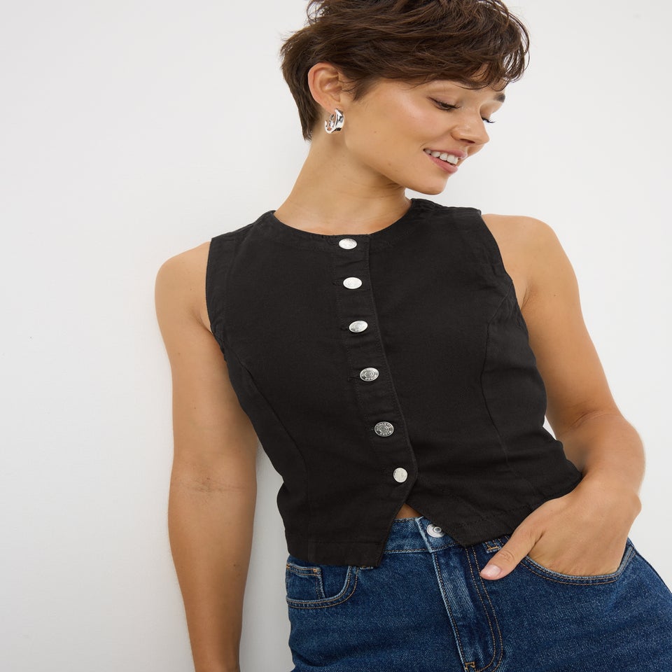 Black Denim Waistcoats