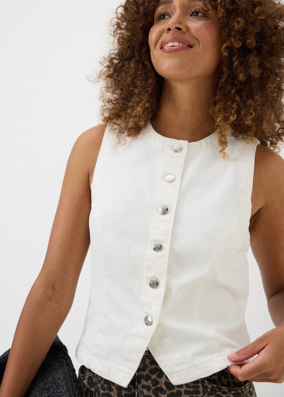 Cream Denim Waistcoat