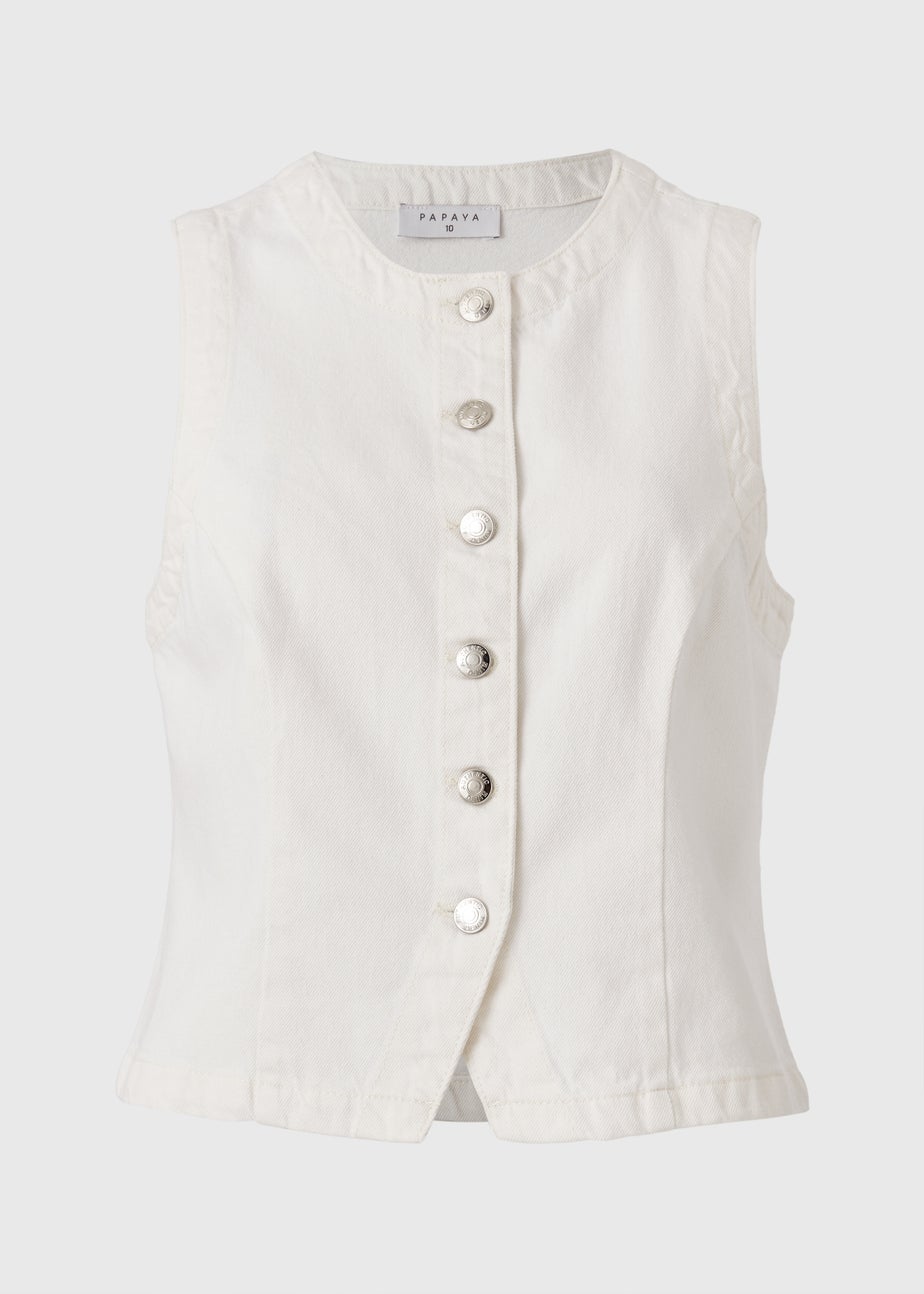Cream Denim Waistcoat