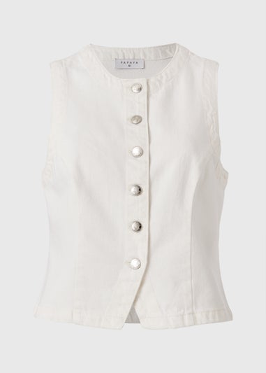 Cream Denim Waistcoat