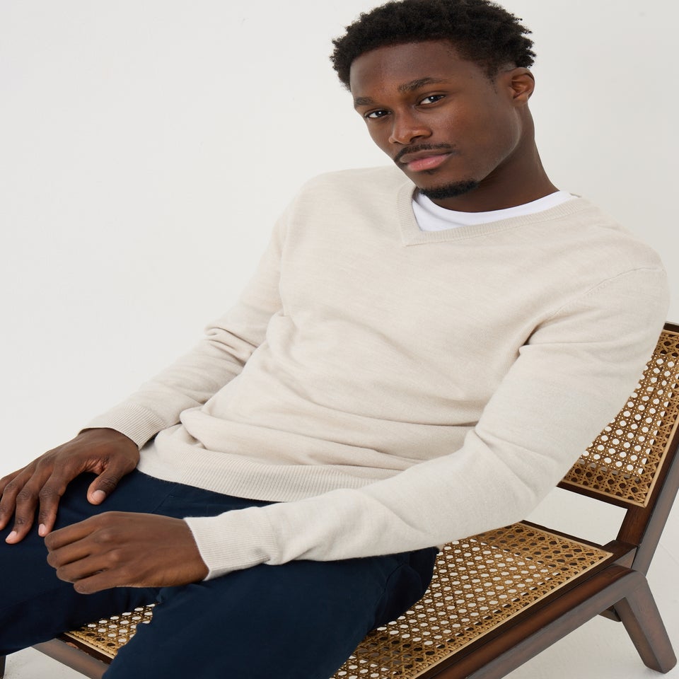 Cream Soft Touch V-Neck Jumper