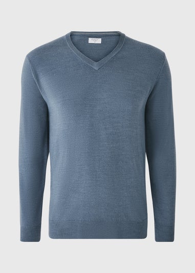 Blue Cashmilon V-Neck Jumper