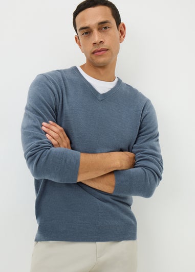 Blue Cashmilon V-Neck Jumper