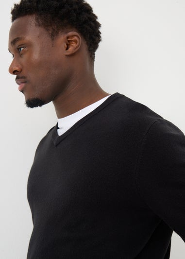 Black Soft Touch V-Neck Jumper