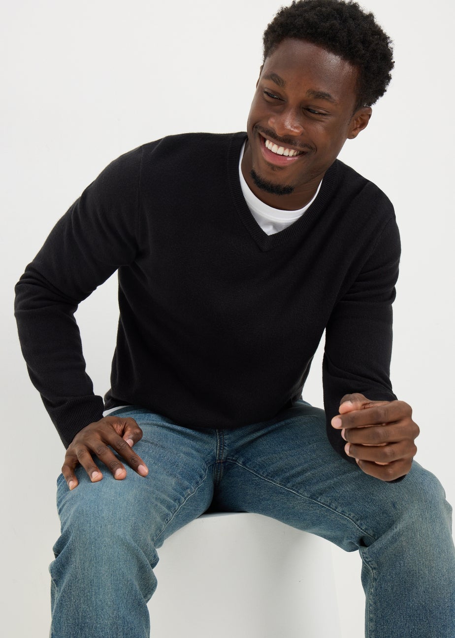 Black Soft Touch V-Neck Jumper
