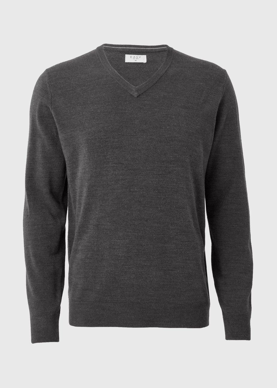 Grey Soft Touch V-Neck Jumper