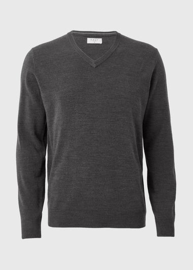 Grey Soft Touch V-Neck Jumper