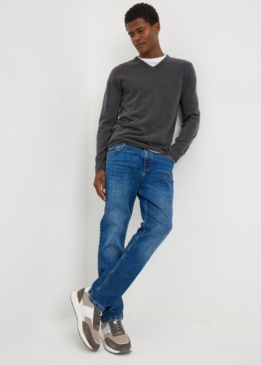 Grey Soft Touch V-Neck Jumper
