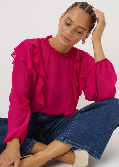 Pink Ruffle Blouse
