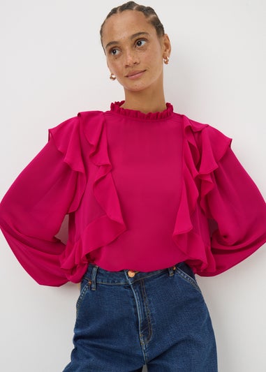 Pink Ruffle Blouse